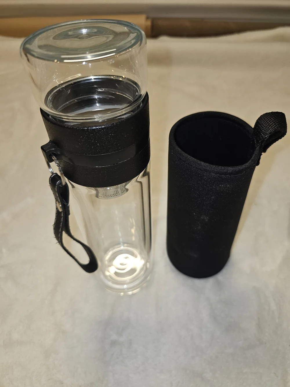 Double Walled Glass Tea Infuser Bottle With Extra Cover